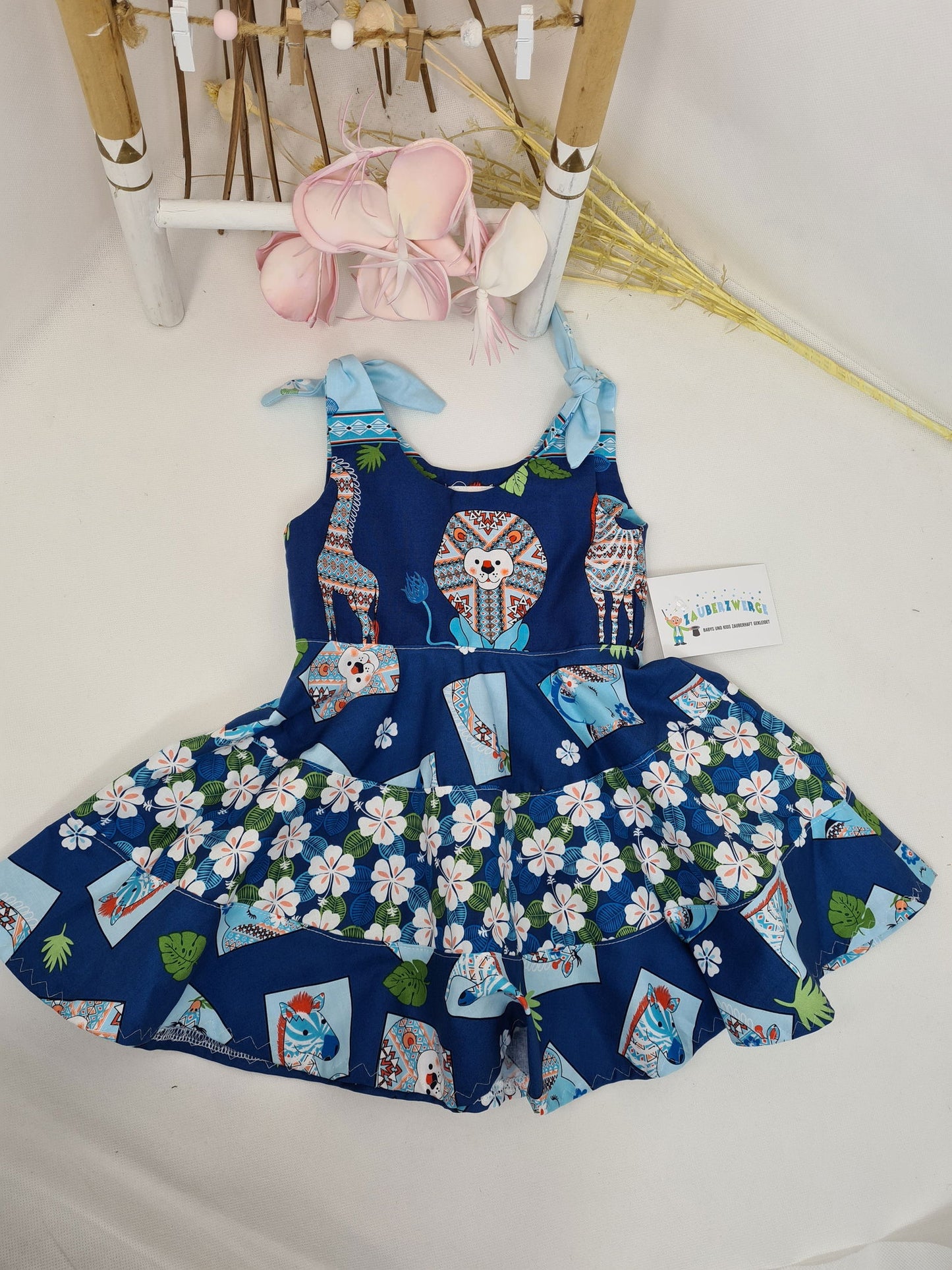 Sommerkleid mit Blumigem Muster und Zootieren - Zauberzwerge