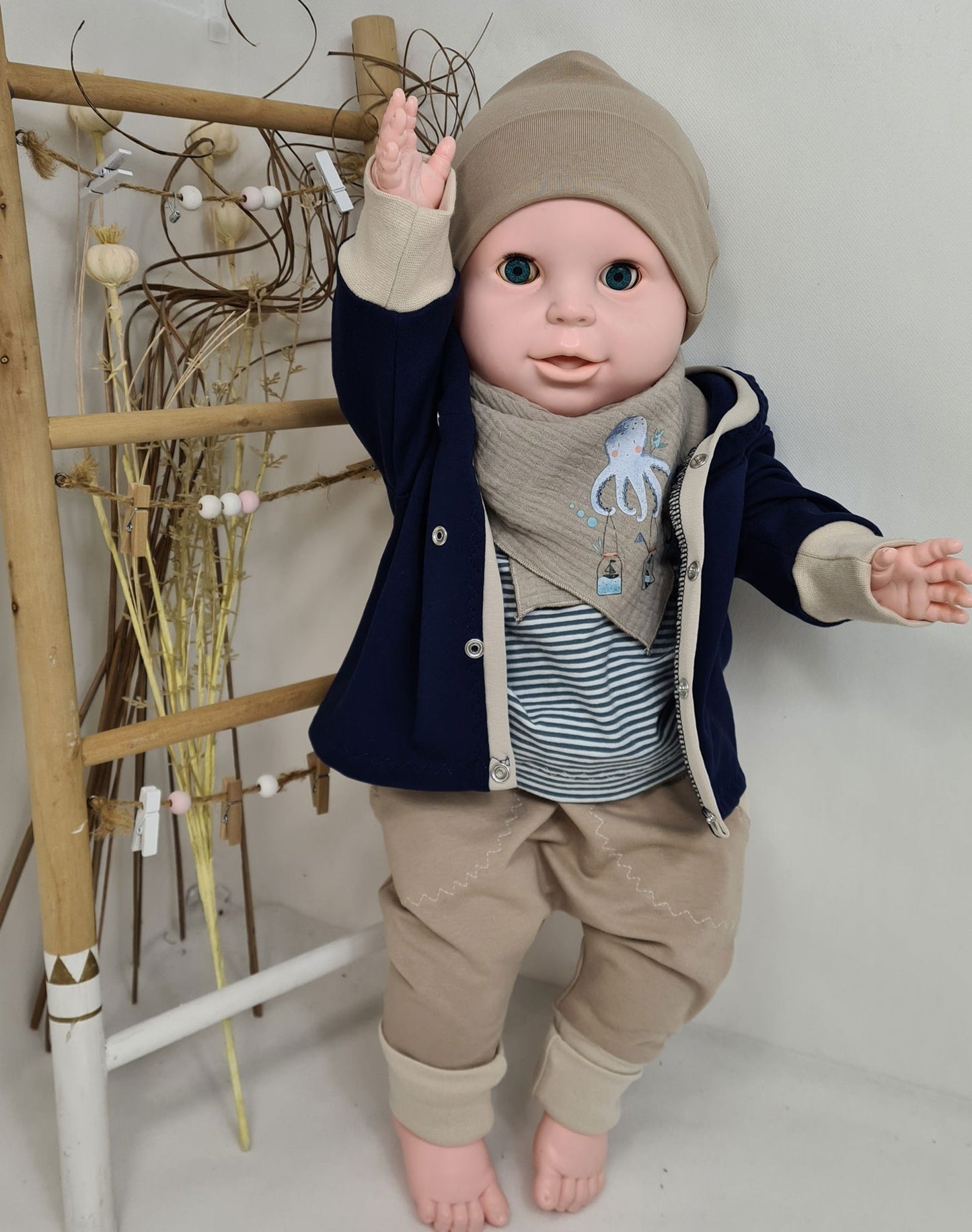 T-shirt langarm gestreift mit amerikanischem Ausschnitt - Zauberzwerge