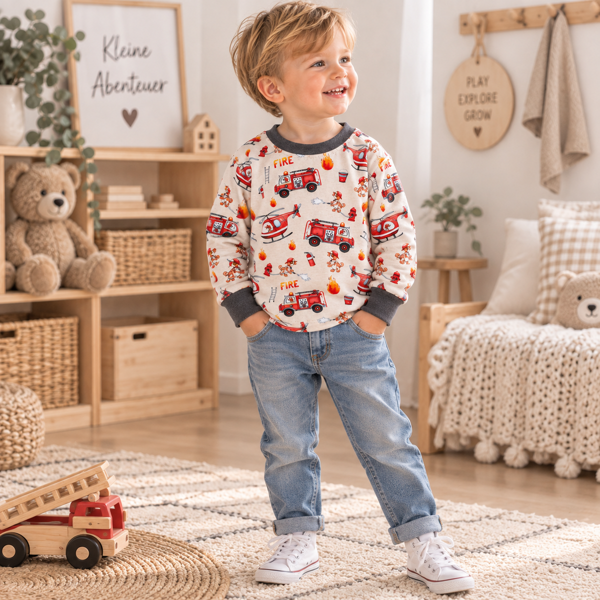 Sweatshirt mit Feuerwehrdruck