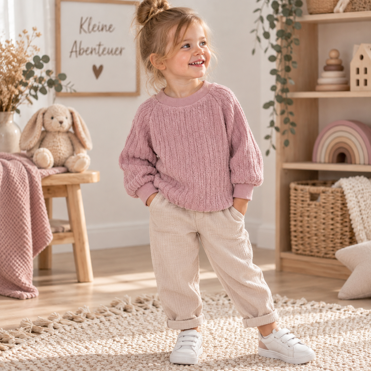 Woll-Pullover in Altrosa