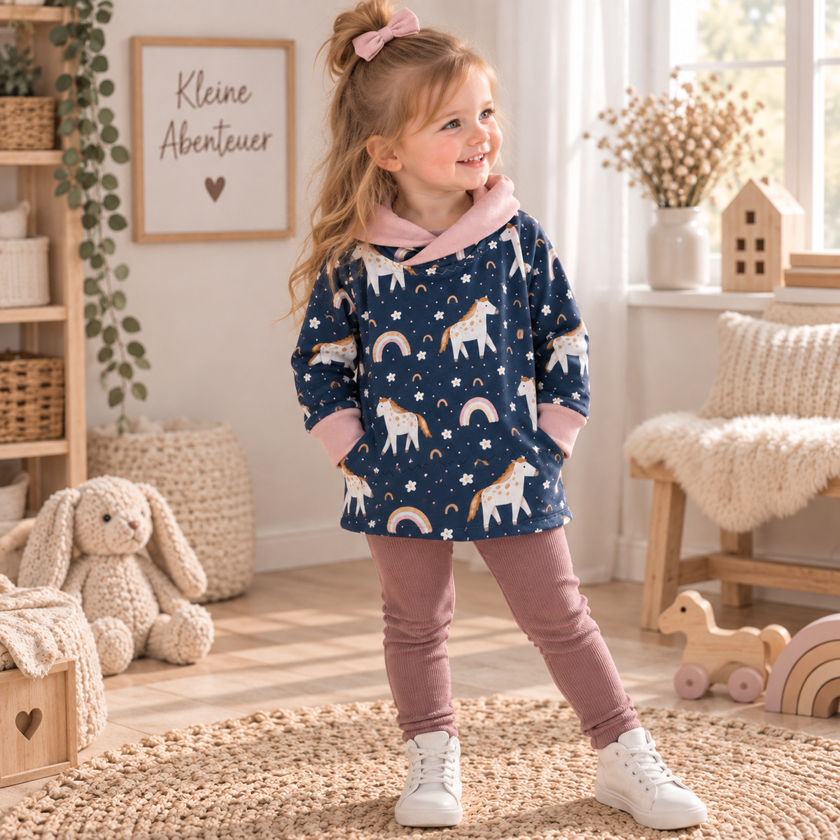 Sweatshirt mit Pferdemotiv in Dunkelblau