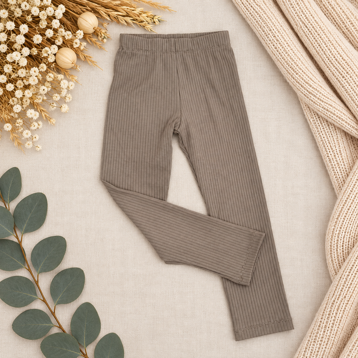 Leggings aus Rippjersey – Taupe