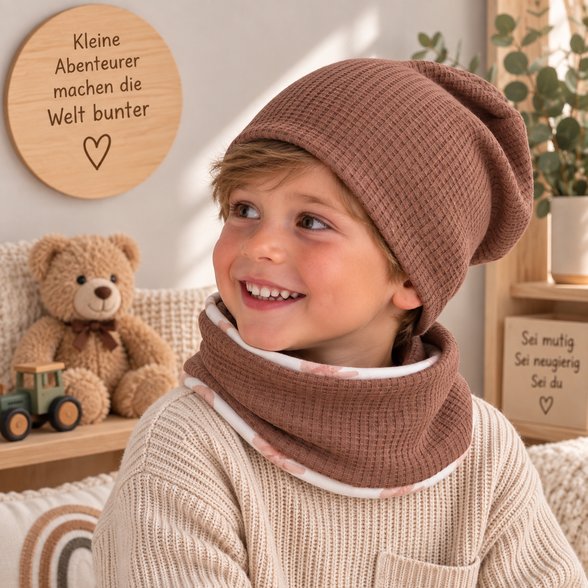 Kleiner Wohlfühlliebling – Beanie & Loop in Muscat ✨