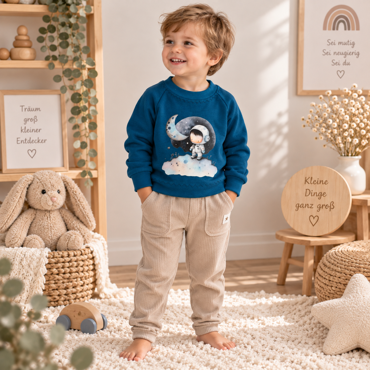 Sweatshirt „Stronaut auf einer Wolke“ – Petrol