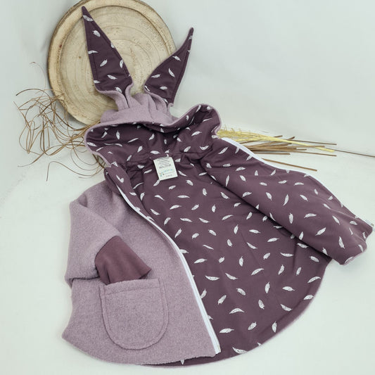 Wollwalkjacke / Cape mit Hasenohren – altrosa (reduziert wegen Farbabweichung)