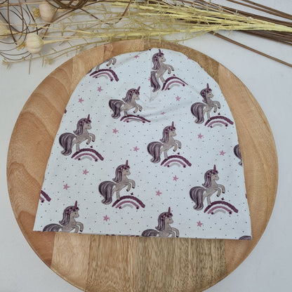 Süßes Beanie & Loop Set mit Einhornmotiv