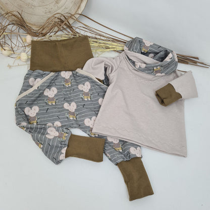 Pumphose „Maus mit Riesenohren“ – Grau mit feinen Streifen