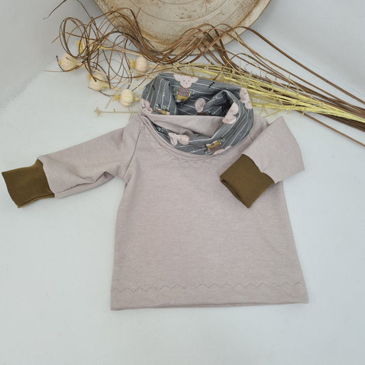 Sweat-Hoodie „Maus mit Riesenohren“ – Sandfarben