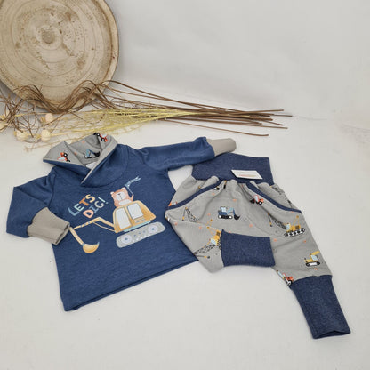 Sweat-Hoodie „Let’s Dig“ mit Baustellenfahrzeugen