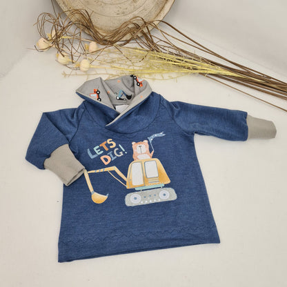 Sweat-Hoodie „Let’s Dig“ mit Baustellenfahrzeugen