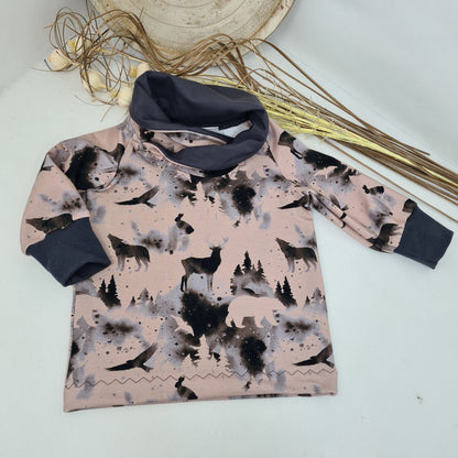 Sweat-Hoodie mit Hirsch, Wolf, Hase & Greifvogel