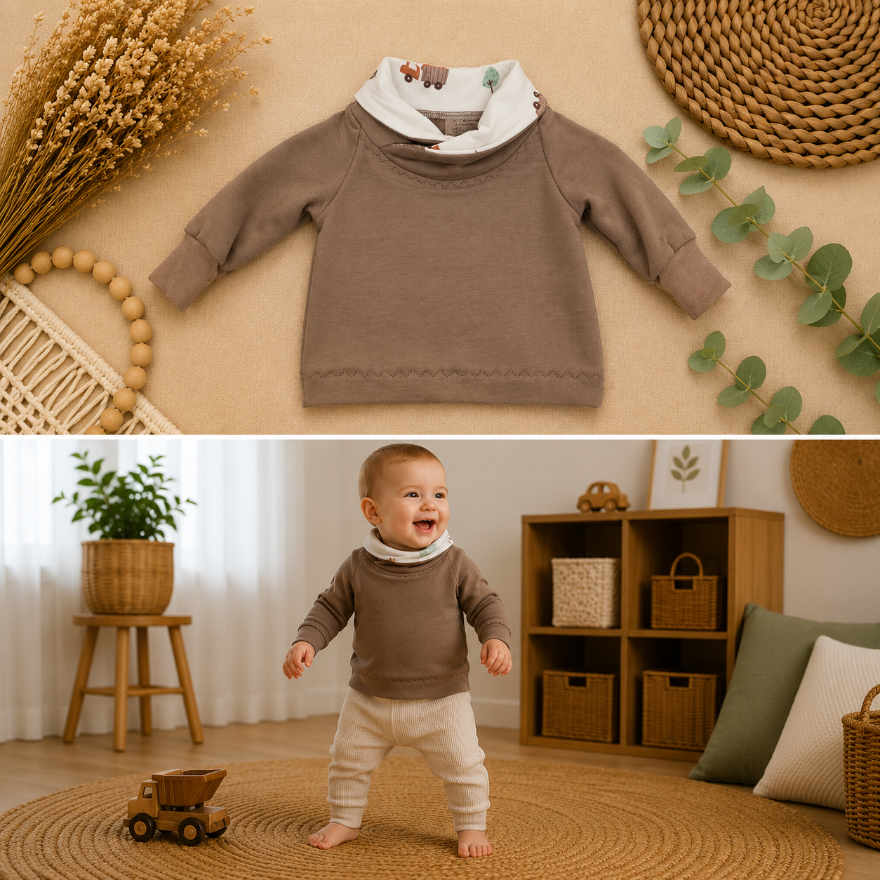 Sweatshirt mit Kragen in Taupe