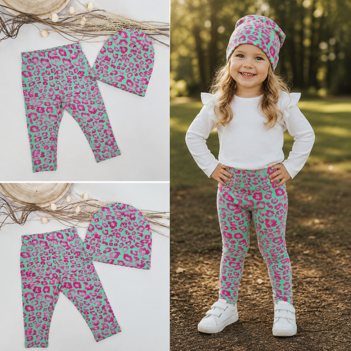 Leggings im Leo-Design – Grün/Pink 💚💗