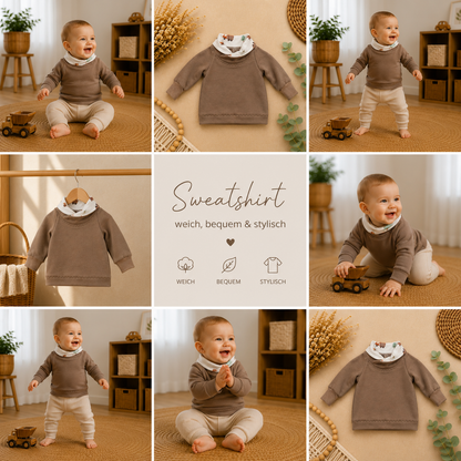 Sweatshirt mit Kragen in Taupe