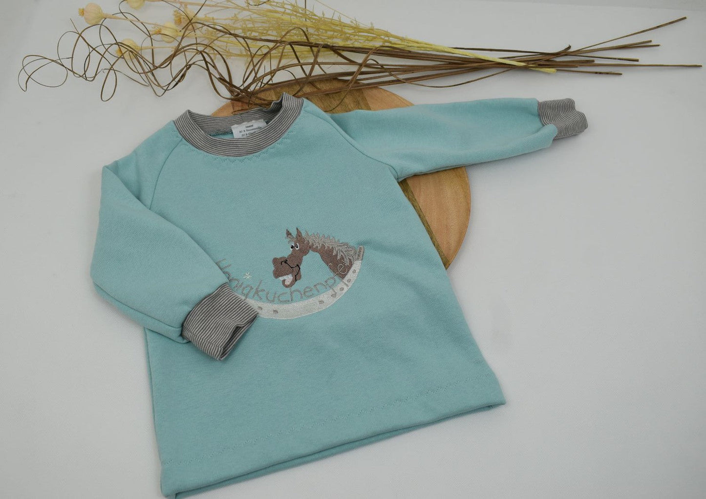 Sweatshirt mit Stickerei "Honigkuchenpferd" hellblau und mint - Zauberzwerge