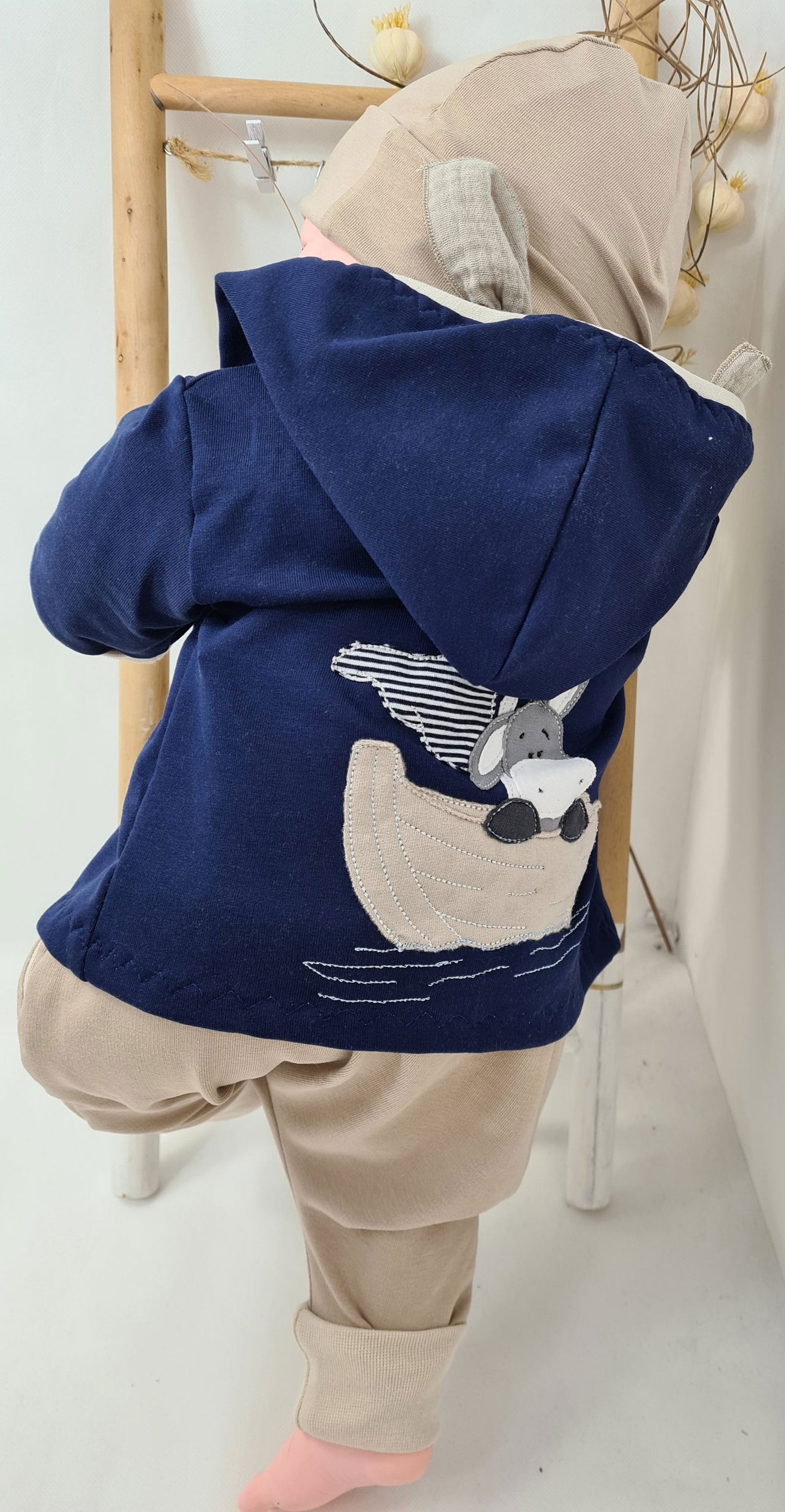 Sweatshirtjacke mit Esel Stickerei und Kapuze - Zauberzwerge