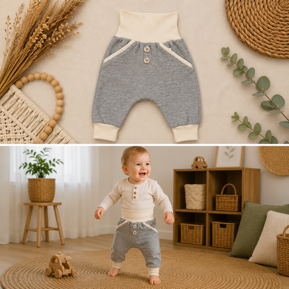 Pumphose Beige/Grau Melange
