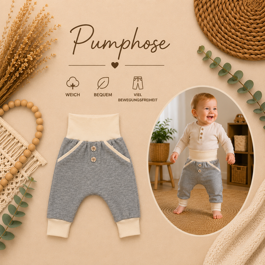 Pumphose Beige/Grau Melange