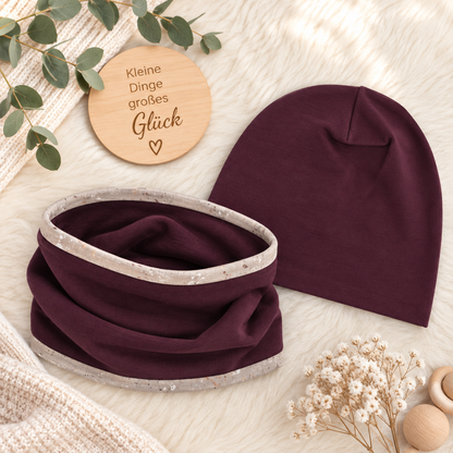 Warme Farben, kleines Glück – Beanie & Loop Set in Bordeaux 🍂