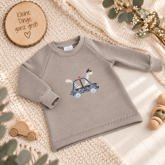 Sweatshirt mit Dinopolizei-Druck in Taupe Hell
