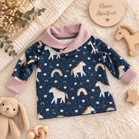 Sweatshirt mit Pferdemotiv in Dunkelblau