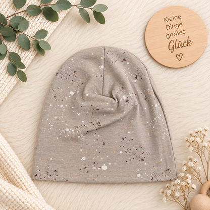 Kleine Herzenswärme – Beanie &  Loop in Hellbeige & Bordeaux 🍷
