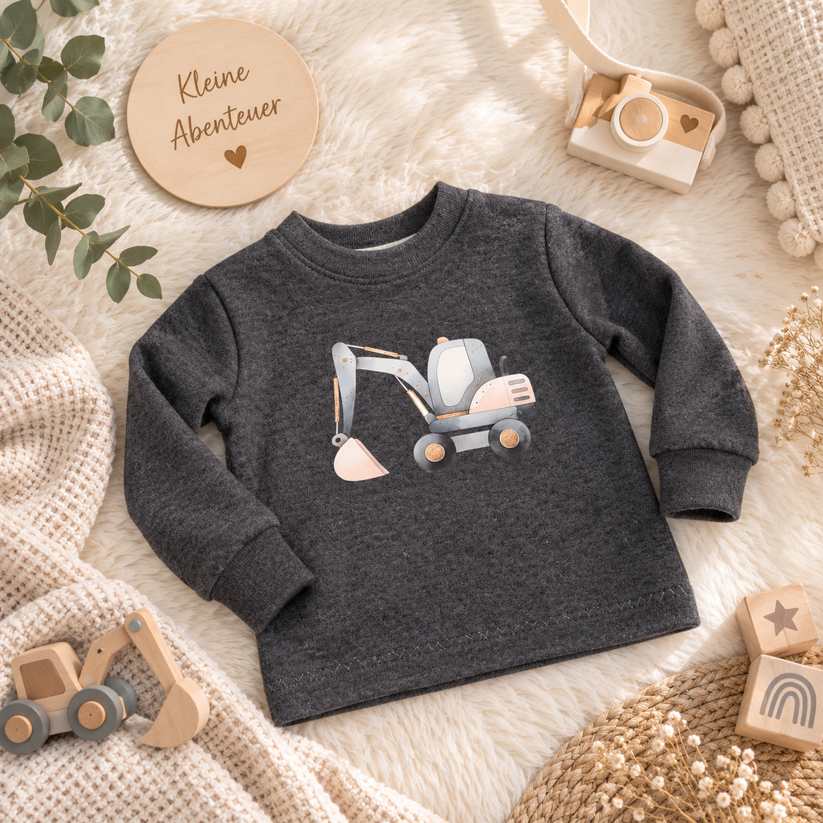 Kuscheliges Sweatshirt mit niedlichem Bagger-Print