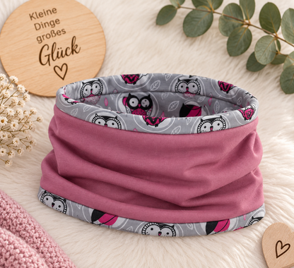 Kleine Eulenliebe – Beanie & Loop Set in Mauve