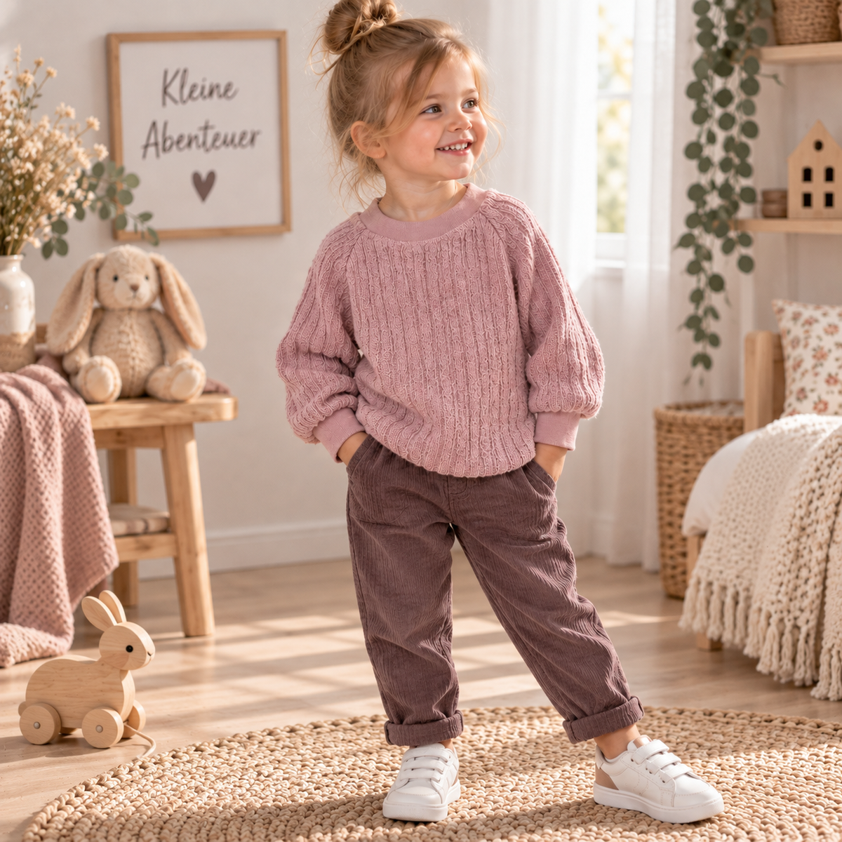 Woll-Pullover in Altrosa