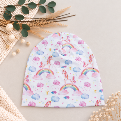 Kleiner Zauberliebling – Beanie & Loop mit Einhörnern & Regenbögen 🌈