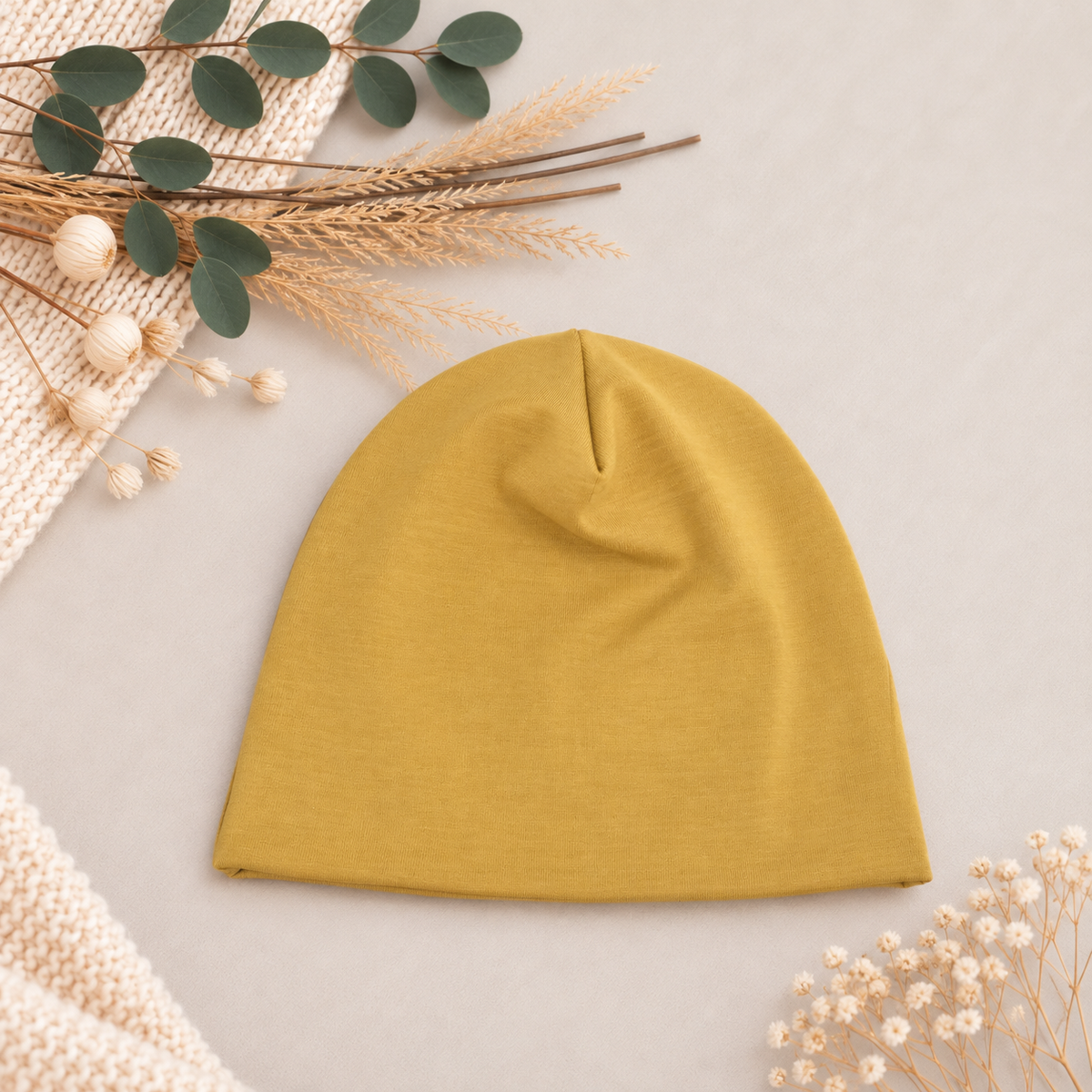 Kleiner Sonnenschein – Beanie & Loop in Ockergelb 🤍