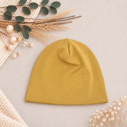 Kleiner Sonnenschein – Beanie & Loop in Ockergelb 🤍