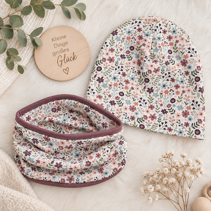Little Flower – Beanie & Loop Set - liebevoll handgemacht für kleine Lieblingsmenschen