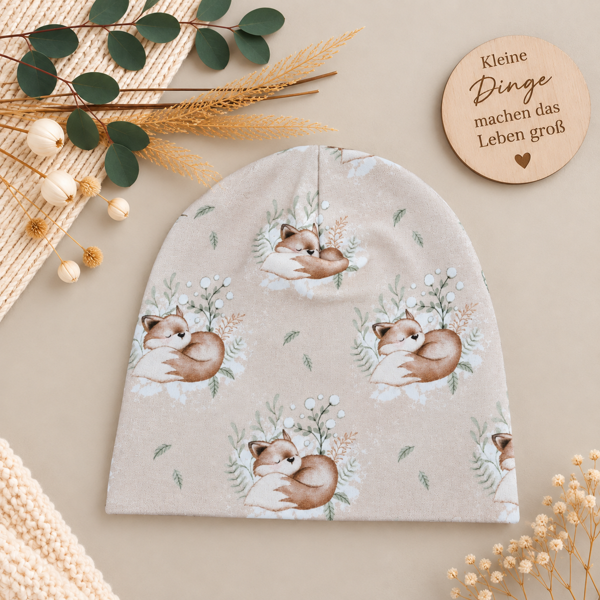 Kleiner Fuchsliebling – Beanie & Loop in Beige 🤎