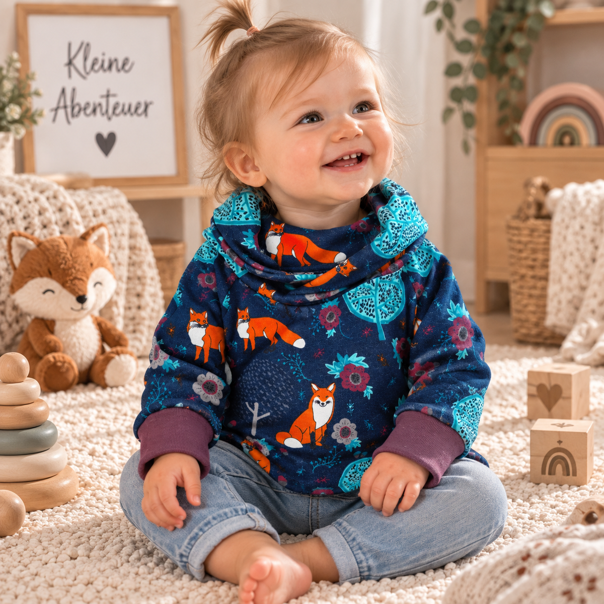 Sweatshirt mit Fuchs- und Waldmotiven