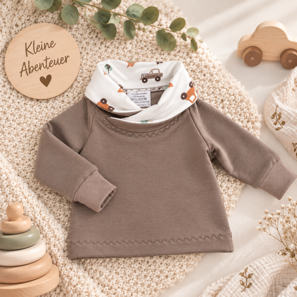 Sweatshirt mit Kragen in Taupe