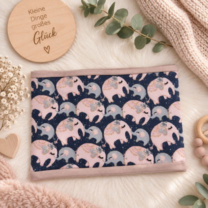 Kleiner Elefantenliebling – Beanie & Loop in Blau & Rosa 💗