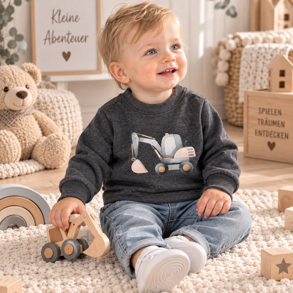 Kuscheliges Sweatshirt mit niedlichem Bagger-Print