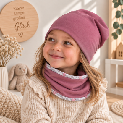 Kleiner Lieblingslook – Beanie &  Loop in Rosa &amp; Flamingo 💗