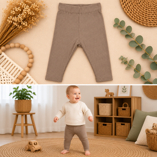 Leggings aus Rippjersey – Taupe