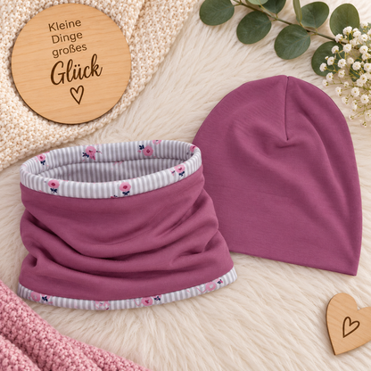Kleiner Lieblingslook – Beanie &  Loop in Rosa &amp; Flamingo 💗