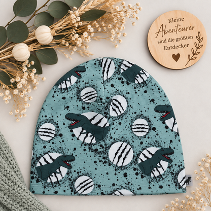 Kleiner Dino-Freund – Beanie & Loop in Grün 💚